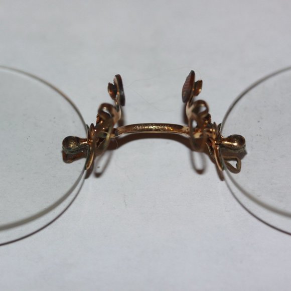 OLD GLASSES IN CASE - RARE ANTIQUE/VINTAGE NOSE PINCH - Picture 4 of 4